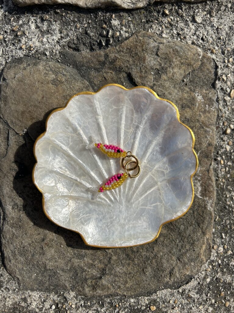Boucles d'oreilles poisson jaune et rose